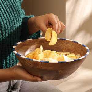 Premium Modern Rustic Acacia Wood Bowl Stylish Round Serving Dish for Dining, Salad & Snack Presentation - Product Image 2