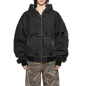 Sudaderas con capucha para hombre con cremallera, lavado ácido, 100% algodón, básicas, oversize, desgastadas, de corte holgado, unisex, al por mayor, personalizadas - Product Image 6