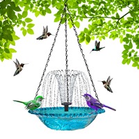 Bassin en métal bien formé pour oiseaux, design moderne et luxueux, espace généreux pour les oiseaux, pour la baignade et l'abreuvement, utilisation intérieure et extérieure, BLUE RIBBON
