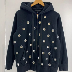 Best Selling Winter Women's Rhinestone Hoodie with <b>Front</b> Logo 100% Cotton Breathable Quick Dry Full <b>Zip</b> Oversized Stylish Design - Product Image 1