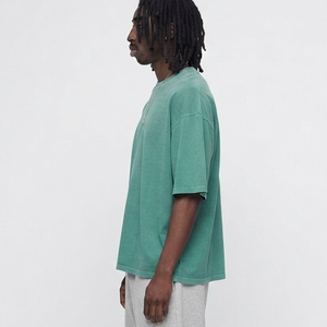 Camiseta de Algodón de Manga Corta para Hombre, Talla Grande, Color Sólido, Cuello Redondo, Corte Casual, Largo Regular, Diseño Verde Liso, OEM - Product Image 5