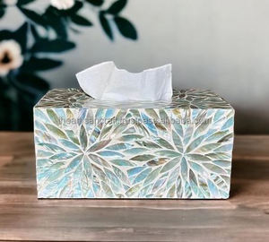 กล่องทิชชู่หอยมุกทำด้วยมือสุดหรูที่ใส่ผ้าเช็ดปากกันน้ำได้สำหรับตกแต่งโต๊ะงานฝีมือ - Product Image 2