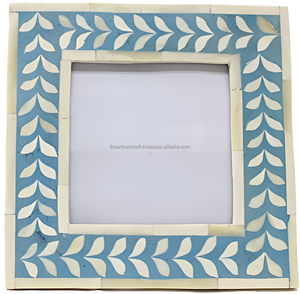 Marco de fotos con incrustaciones de hueso antiguo de diseño moderno hecho a mano logotipo personalizado Marco de imagen azul cielo para sala de estar propósito decorativo - Product Image 3