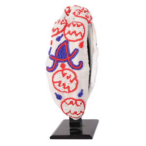 Unique Design Special Festive America Day Beaded Letter <b>Headband</b> for Women and Girls White Padded Embroidered Fashion Hairband - Product Image 1