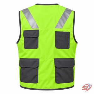 Gilet de sécurité haute visibilité vert personnalisé pour la construction, vêtements de travail réfléchissants pour les équipes de chantier et les services publics - Product Image 5