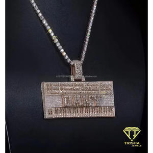 Designer Moissanite Diamond <b>Keyboard</b> Pendant 925 Sterling Silver Music Theme Luxury Statement Jewelry - Product Image 1