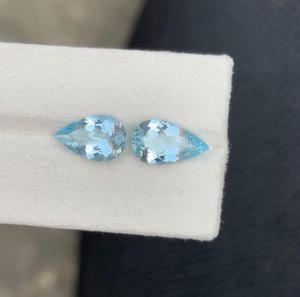 พลอยอะความารีนธรรมชาติ 7.48 กะรัต 15x9 มม. บลูเบอเรล สำหรับทำต่างหูและเครื่องประดับ - Product Image 4