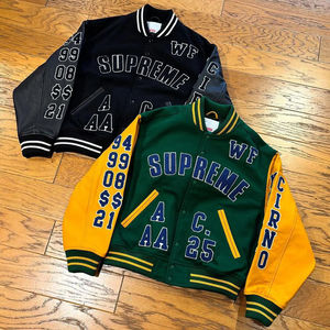 Chaquetas Varsity de Alta Calidad con Mangas de Cuero Genuino, Chaqueta Unisex Tipo Letterman, Bordado Personalizado OEM - Product Image 1