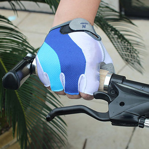 Factory Made Design Your Own Leather Half <b>Finger</b> Cycling Gloves Adjustable Wrist <b>Strap</b> Non-Slip Breathable Features Hook Loop - Product Image 3