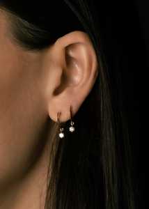 Pendientes de Aro con Diamantes Cultivados en Laboratorio, Corte Princesa, Engastados en Bisel, Delicados, Colgantes, para Mujer, Personalizados, Oro Sólido de 14K/18K, Minimalistas - Product Image 2