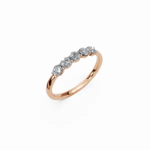 Elegante Anillo de Diamantes de Corte Brillante Cultivados en Laboratorio, Quinteto de Brillo Ingeborg, Oro, Certificado IGI, Joyería de Lujo para Mujer, India - Product Image 5