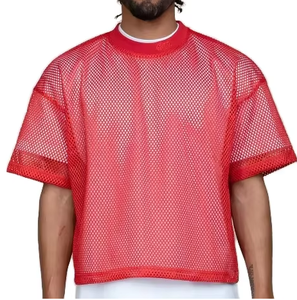 T-shirt en maille pour homme, coupe ample, respirant, séchage rapide, streetwear, t-shirts de sport, 100% polyester, toutes saisons, OEM ODM, vente en gros - Product Image 3