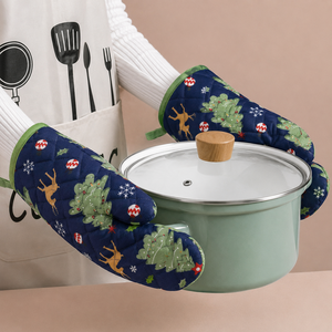 Nouvelle collection de Noël, magnifiques motifs imprimés, gants de four 100% coton pour la cuisine, 100% OEM, bonne qualité. - Product Image 1