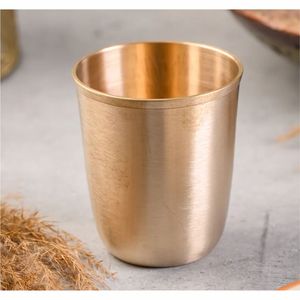 Gobelet à eau en cuivre pur avec bord perlé, finition texturée circulaire, verre à boire ayurvédique, vaisselle de cuisine, cadeau - Product Image 3