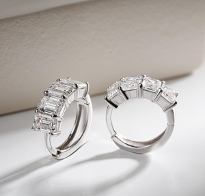 ต่างหูเพชรแล็บทรงมรกตวินเทจสำหรับผู้หญิง พรีเมียม เงินแท้ 925 รับรองโดย IGI เหมาะสำหรับงานแต่งงาน งานหมั้น และของขวัญวันครบรอบ - Product Image 3