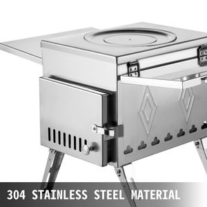 Stufa a Legna Portatile in Acciaio Inox 304 per Campeggio, 18.1x15x27.2 Pollici, Pieghevole, Totale 113 Pollici, per Picnic - Product Image 2