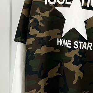 เสื้อยืดแขนสั้นลายพรางทรงโอเวอร์ไซส์ คอกลม ผู้ชาย สไตล์ลำลอง เนื้อผ้าเจอร์ซีย์ ระบายอากาศดี สไตล์สตรีท โลโก้ด้านหน้า - Product Image 4