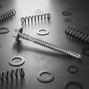 Tornillos Autoperforantes con Cabeza de Arandela, Acero al Carbono Zincado, Rosca Profunda de Paso Fino, Roscado de Longitud Completa, Clase 8 - Product Image 1