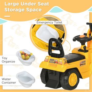 Escavatore Cavalcabile 2-in-1 con Carrello e Clacson Giocattolo per Bambini - Product Image 4