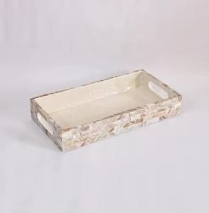 Bandeja Rectangular de Nácar para Servir, Bandeja Otomana de Madera, Mesa de Centro, Platos Decorativos de Lujo Hechos a Mano - Product Image 3