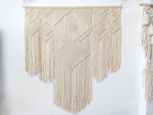 Tapiz de Macramé Bohemio en Oferta, Diseño Abstracto con Patrones Geométricos, Decoración de Pared de Algodón para el Hogar, Arte para Sala de Estar, OEM/ODM - Product Image 1