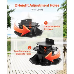 12 Pezzi Blocchi per Pavimentazione in PVC con Capacità di Carico 2000 libbre, Supporti per Piattaforme Rialzate 2,36-5,31 Pollici / 60-135 mm H - Product Image 4