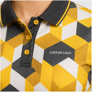 Polo Personalizado para Mujer con Estampado de Cubos Amarillos, Blancos y Grises, de Secado Rápido, Transpirable, Manga Corta, Uniforme para Equipo de Golf WPS-0766 - Product Image 6