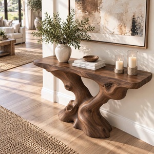 Mesa Consola Rústica con Borde Natural para Entrada, Diseño Rústico, Mesa Consola con Borde Natural Hecha a Mano, Mueble Decorativo - Product Image 2