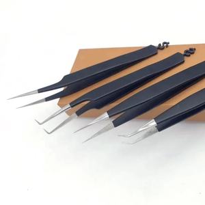 Pinzas de Acero Inoxidable para Extensión de Pestañas, Etiqueta Personalizada, Herramientas de Belleza al por Mayor con Puntas de Volumen y Fibra en Venta - Product Image 3