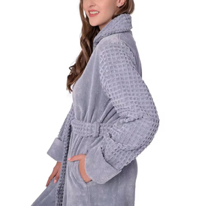 Peignoir unisexe de luxe thermique grande taille 100 % coton à manches longues, robe douce de haute qualité pour la détente et le bain, meilleur prix de gros - Product Image 4