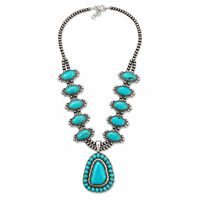 Grand collier statement turquoise, pierre ovale irrégulière, bijoux western faits à la main pour femme, cadeau tendance