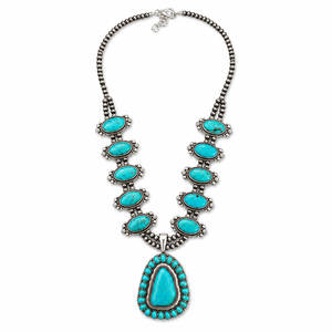 Grand collier statement turquoise, pierre ovale irrégulière, bijoux western faits à la main pour femme, cadeau tendance - Product Image 2