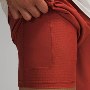 Custom Red Tennis Shorts Men Top Selling Two In One Compression Liner Stretch Activewear Outdoor Grid Mesh Pocket - Product Image 5