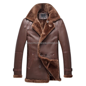 Abrigo Largo de Cuero Marrón con Forro de Borrego para Mujer, Diseño Icónico OEM, Cuello de Piel, MOQ Bajo, Hecho a Medida, Alta Calidad, Abrigos Largos de Cuero de Moda - Product Image 3