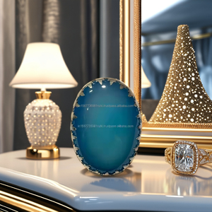 Anillo de banda de Calcedonia azul de Plata de Ley 925, anillo de piedras preciosas bohemio de diseñador hecho a mano para compromiso o regalo de boda de amor - Product Image 4