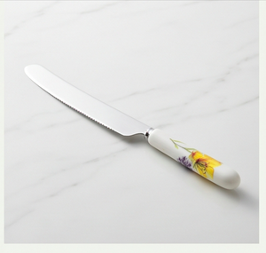 Juego de Servir Pasteles de Acero Inoxidable con Asa de Cerámica Floral, Ideal para Bodas, Regalos y Celebraciones Especiales - Product Image 3