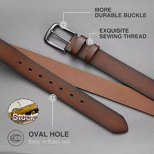 Nouvelle Tendance Mode Ceinture en Cuir Décontractée pour Homme en Cuir de Vachette Pur Style Luxe Premium Fine Personnalisable Boucle Argentée Respirante - Product Image 5