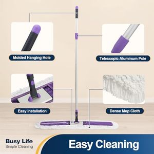 Vente en gros de balais à poussière en coton robuste |   Nettoyeur de sols industriels et commerciaux à long manche en aluminium, auto-essoreur, réutilisable - Product Image 1
