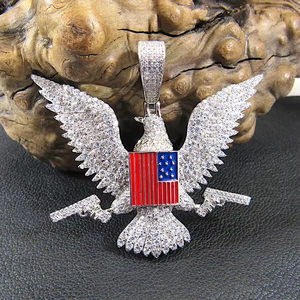 Colgante de bandera de águila con incrustaciones de moissanita para hombre, estilo americano, joyería hip hop - Product Image 5