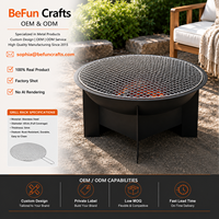 Brasero sans fumée avec grille de barbecue amovible, foyer en acier thermolaqué haute température, foyer extérieur à bois à 2 niveaux de hauteur