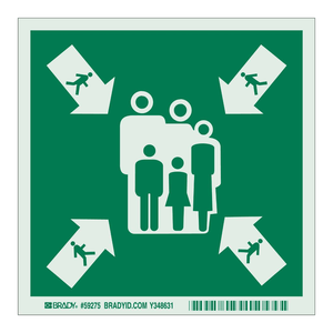Señal Fotoluminiscente BradyGlo para Punto de Ensamblaje de Evacuación de Emergencia con Personas y Flechas - Product Image 2