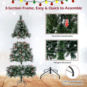 Albero di Natale Artificiale Pre-Illuminato di 1,8 Metri con 350 Luci LED, Decorazioni Festive per le Feste - Product Image 6