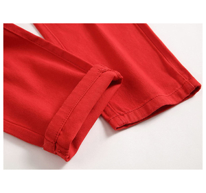 Vaqueros de motociclista ajustados para hombre, de mezclilla plisada blanca, diseño largo y recto lavado, ideales para uso casual y motociclismo. - Product Image 4