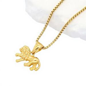 Collar de lujo para mujer en acero inoxidable 304 con acabado chapado en oro real de 18 quilates y cadena de grano de café - Product Image 1