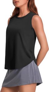 Elegante Camiseta sin Mangas para Mujer, Cuello Redondo, Color Sólido, Tejido Transpirable, Estilo Minimalista, Largo Regular, Beige Claro - Product Image 2