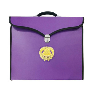Grand Master Blue Lodge Apron Case Purple Leather for MM WM Provincial with Custom Embroidery Emblem - Product Image 1