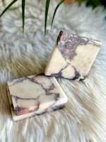 Sous-verres carrés en marbre Calacatta Viola naturel, faits à la main, articles de luxe pour la maison, vaisselle