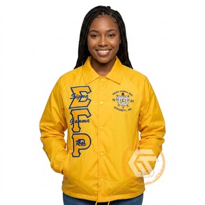 Chaqueta Casual Bordada de Poliéster Transpirable, Impermeable y de Secado Rápido con el Logotipo de Sigma Gamma Rho Personalizado de GREEK TREASURES - Product Image 1