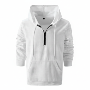 High Quality 100% Cotton Fleece Quarter Zip Hoodie Winter Embroidered Men's Oversized Hoodies - Product Image 1
