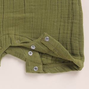 Premium Quality Organic Muslin Half Romper Pack 2 Olive Pistachio for Cream for Baby Organic Muslin Half Romper Pack 2 Olive - Product Image 5